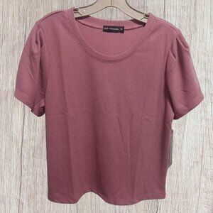 Zoe + Phoebe Mauve Short Sleeve Waffle Knit Top Size Medium Casual Wear